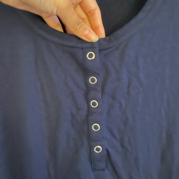 Josie Natori Sleepwear Long Sleeve Top Small Navy Button Soft - Picture 5 of 9